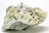 Green, Bladed Prehnite Crystals with Quartz - Morocco #214958-1